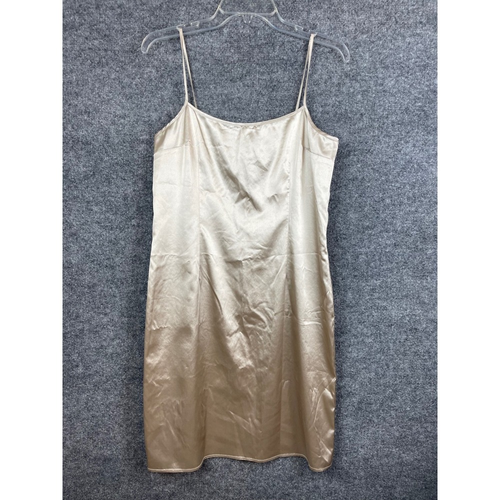 Ricki Freeman Satin Slip Dress‎ Women's M Champagne Gold Mini Spaghetti Strap